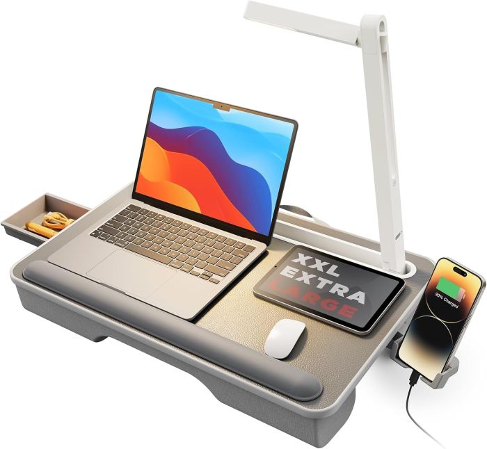 SAIJI Lap Desk LED Light with Drawer